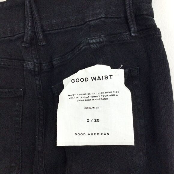 Good American Womens Good Waist Button Fly High Rise Skinny Corset Jeans Black 0 - Picture 5 of 8